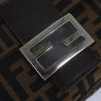 FENDI Zucca Canvas Mamma Baguette Shoulder Bag Brown Blackam6643A