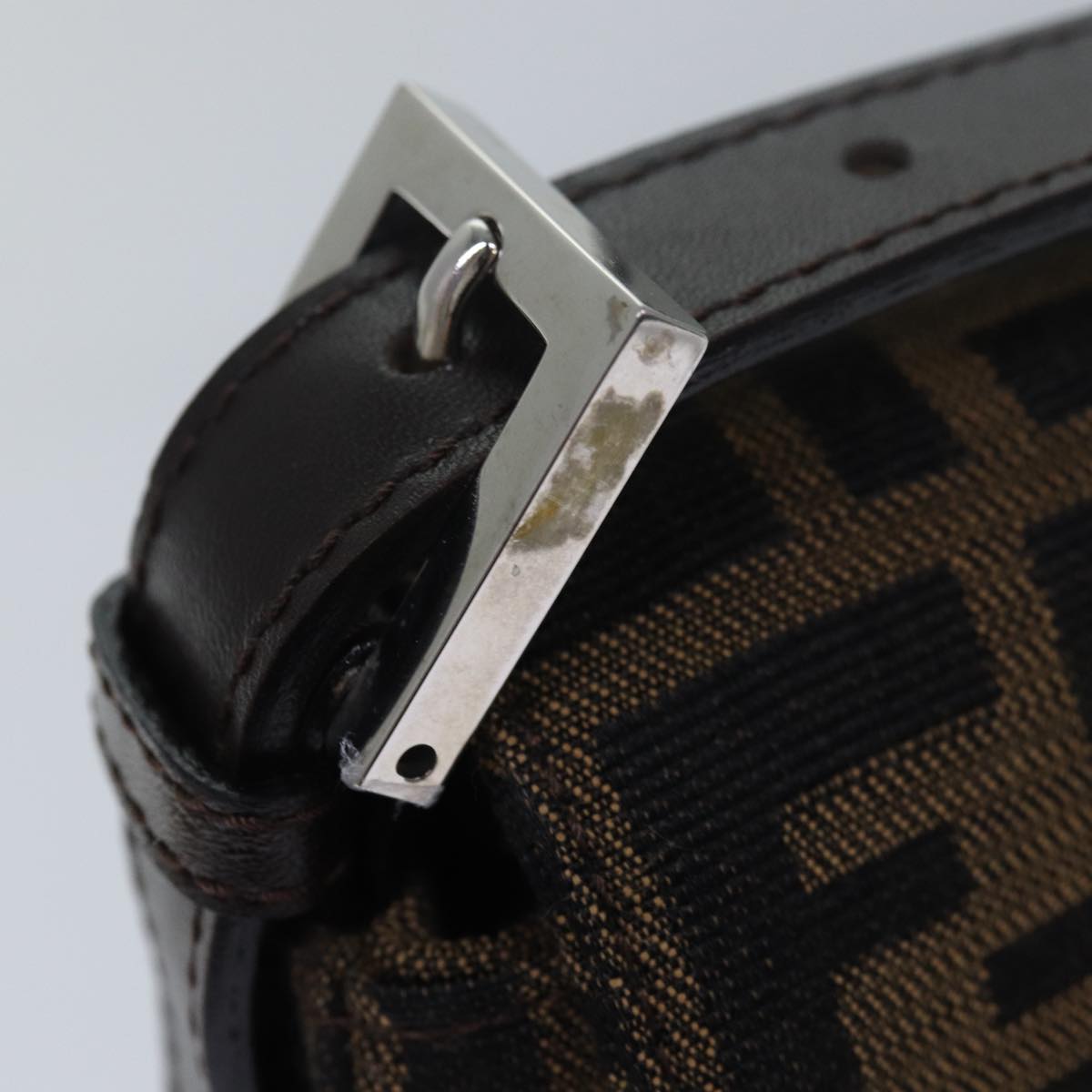 FENDI Zucca Canvas Mamma Baguette Shoulder Bag Brown Blackam6643A