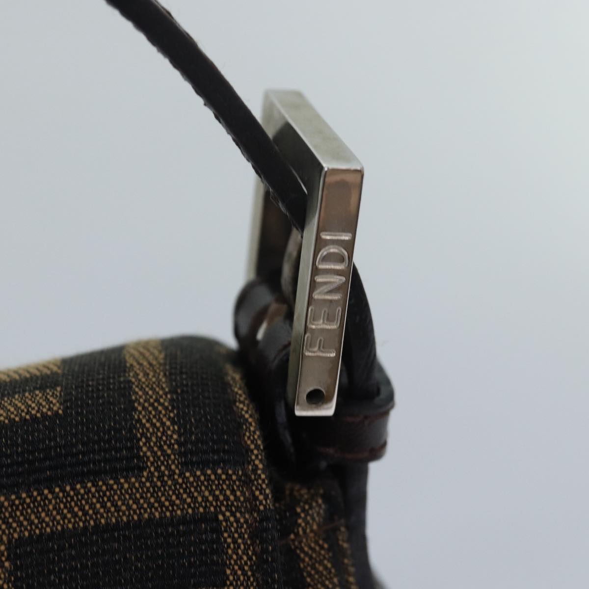 FENDI Zucca Canvas Mamma Baguette Shoulder Bag Brown Blackam6643A