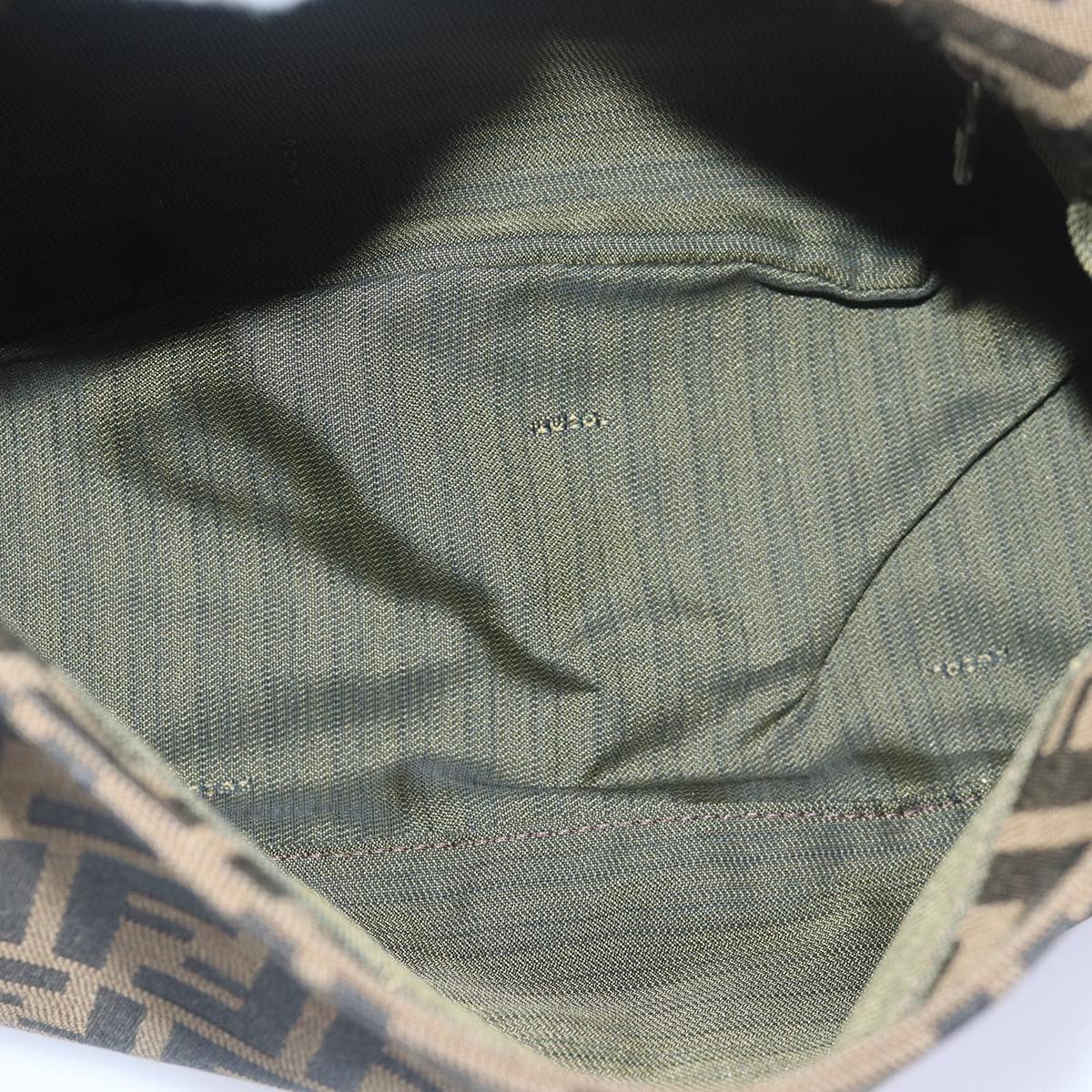 FENDI Zucca Canvas Mamma Baguette Shoulder Bag Brown Blackam6643A