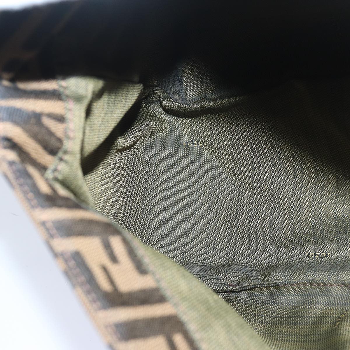 FENDI Zucca Canvas Mamma Baguette Shoulder Bag Brown Blackam6643A