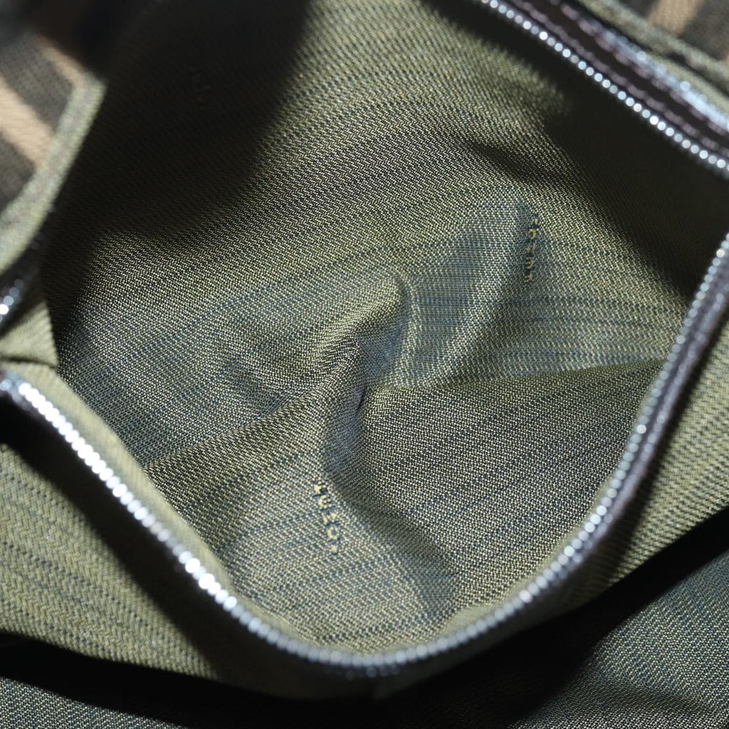 FENDI Zucca Canvas Mamma Baguette Shoulder Bag Brown Blackam6643A