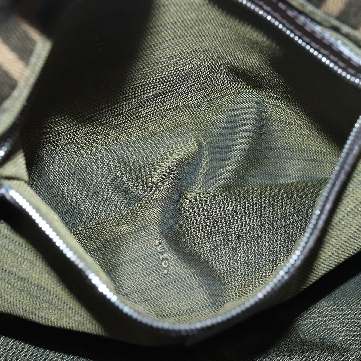 FENDI Zucca Canvas Mamma Baguette Shoulder Bag Brown Blackam6643A