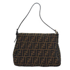 FENDI Zucca Canvas Mamma Baguette Shoulder Bag Brown Blackam6643A