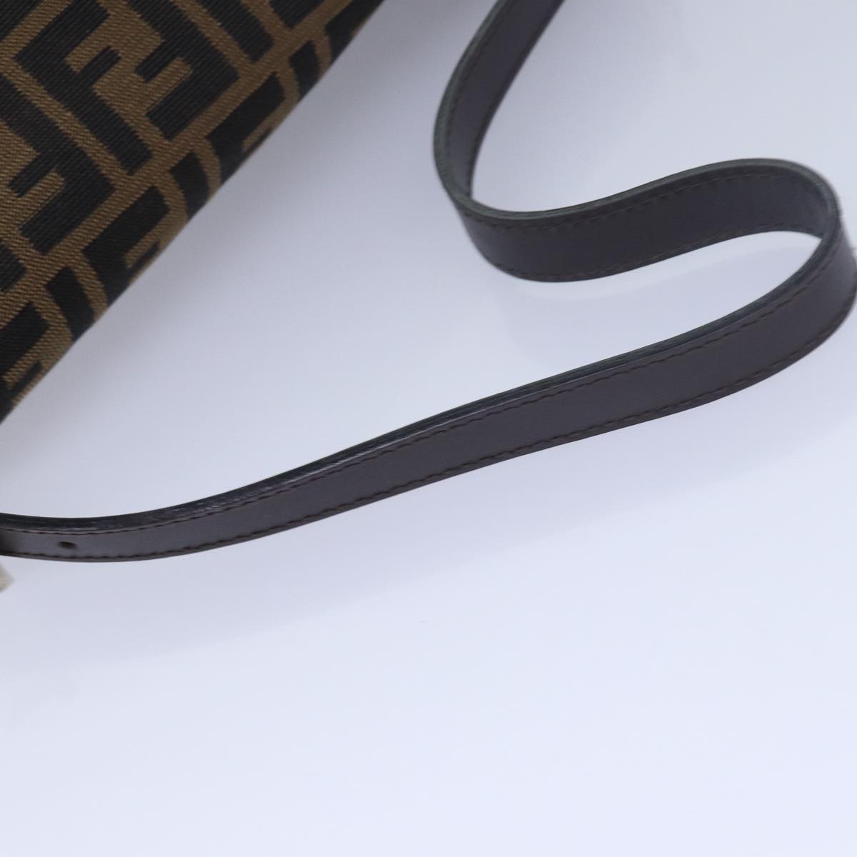 FENDI Zucca Canvas Mamma Baguette Shoulder Bag Brown Blackam6643A