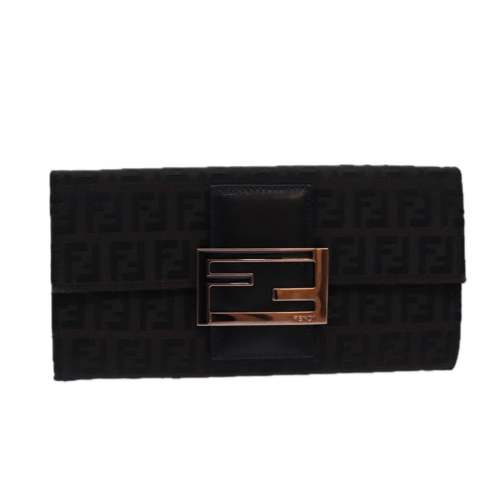 FENDI Zucchino Canvas Long Wallet Brownam6703