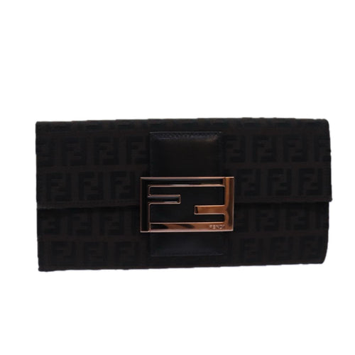 FENDI Zucchino Canvas Long Wallet Brownam6703