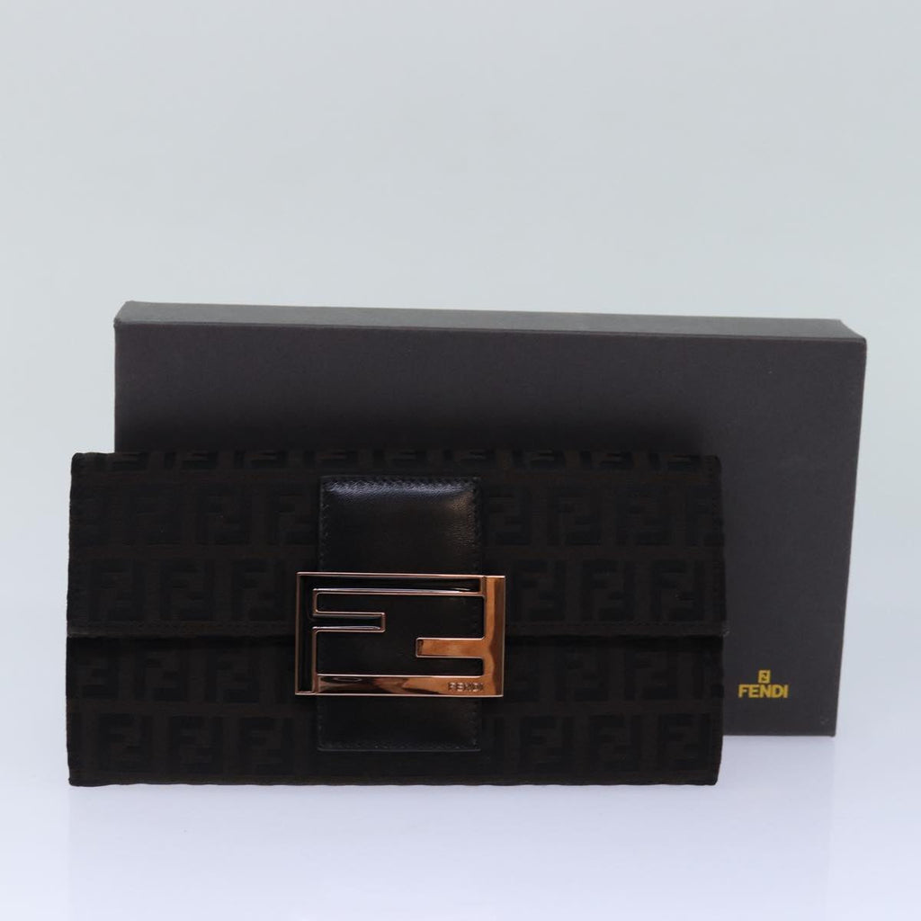 FENDI Zucchino Canvas Long Wallet Brownam6703
