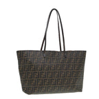 FENDI Zucca Canvas Tote Bag Brown Black goldam6727