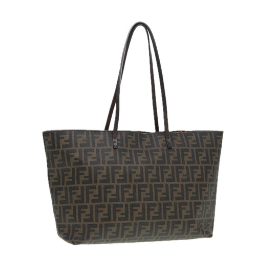 FENDI Zucca Canvas Tote Bag Brown Black goldam6727
