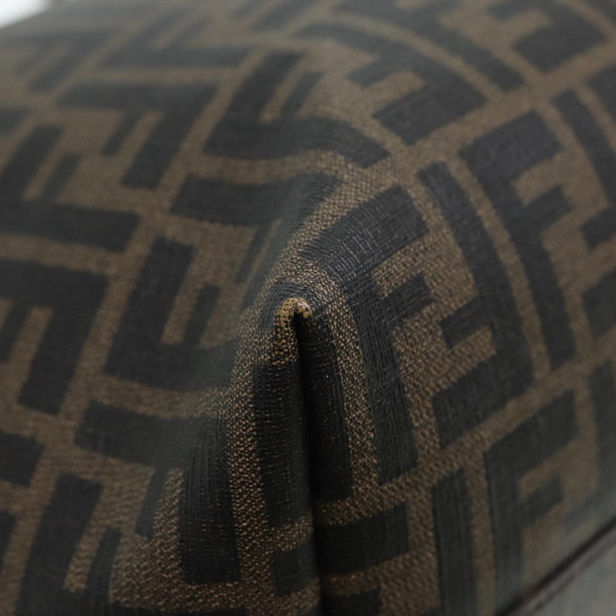 FENDI Zucca Canvas Tote Bag Brown Black goldam6727