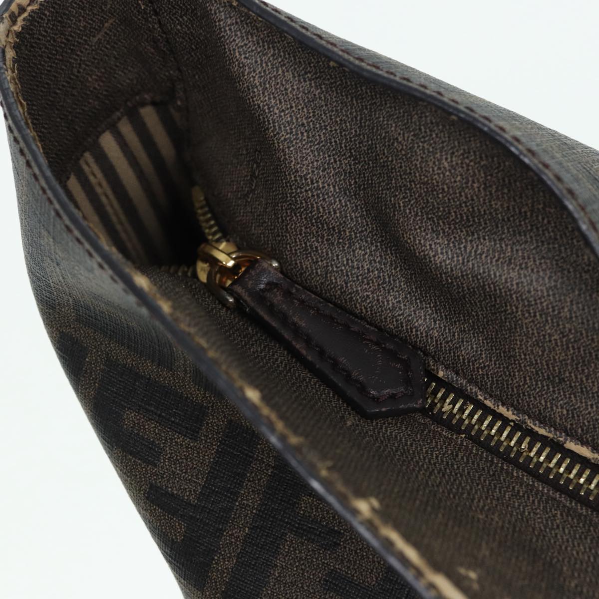 FENDI Zucca Canvas Tote Bag Brown Black goldam6727