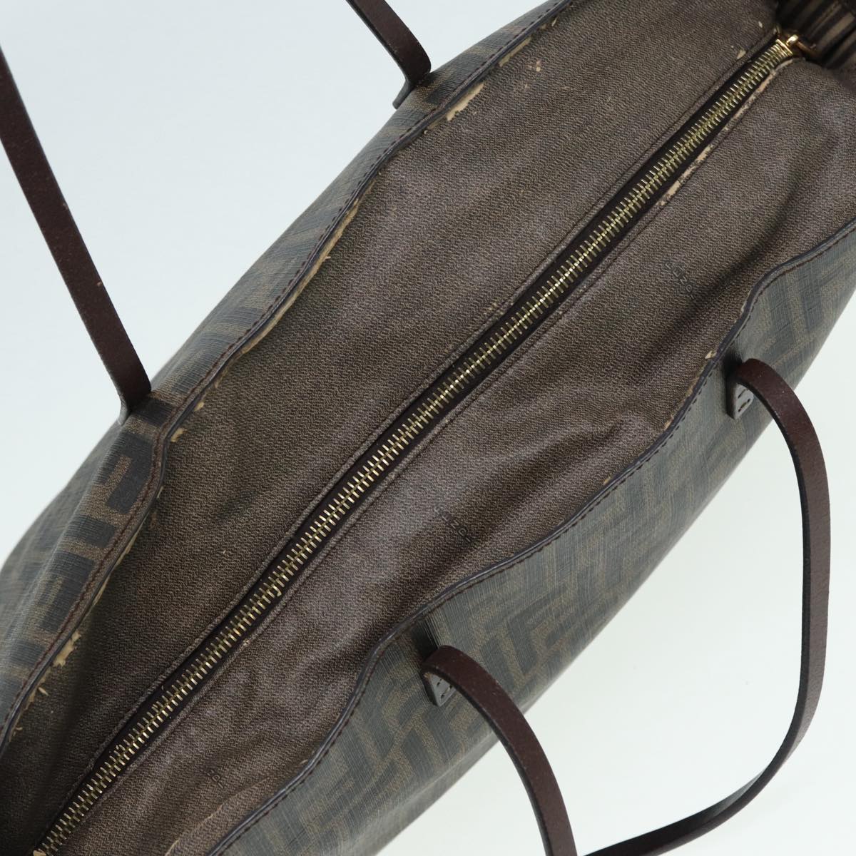 FENDI Zucca Canvas Tote Bag Brown Black goldam6727