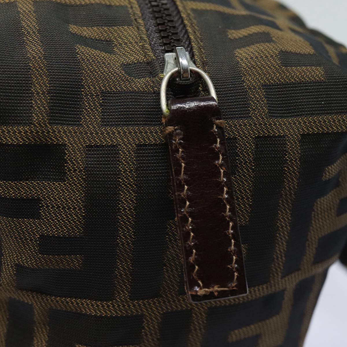 FENDI Zucca Canvas Hand Bag Brown Black Silveram6735