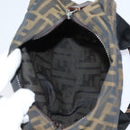 FENDI Zucca Canvas Hand Bag Brown Black Silveram6735