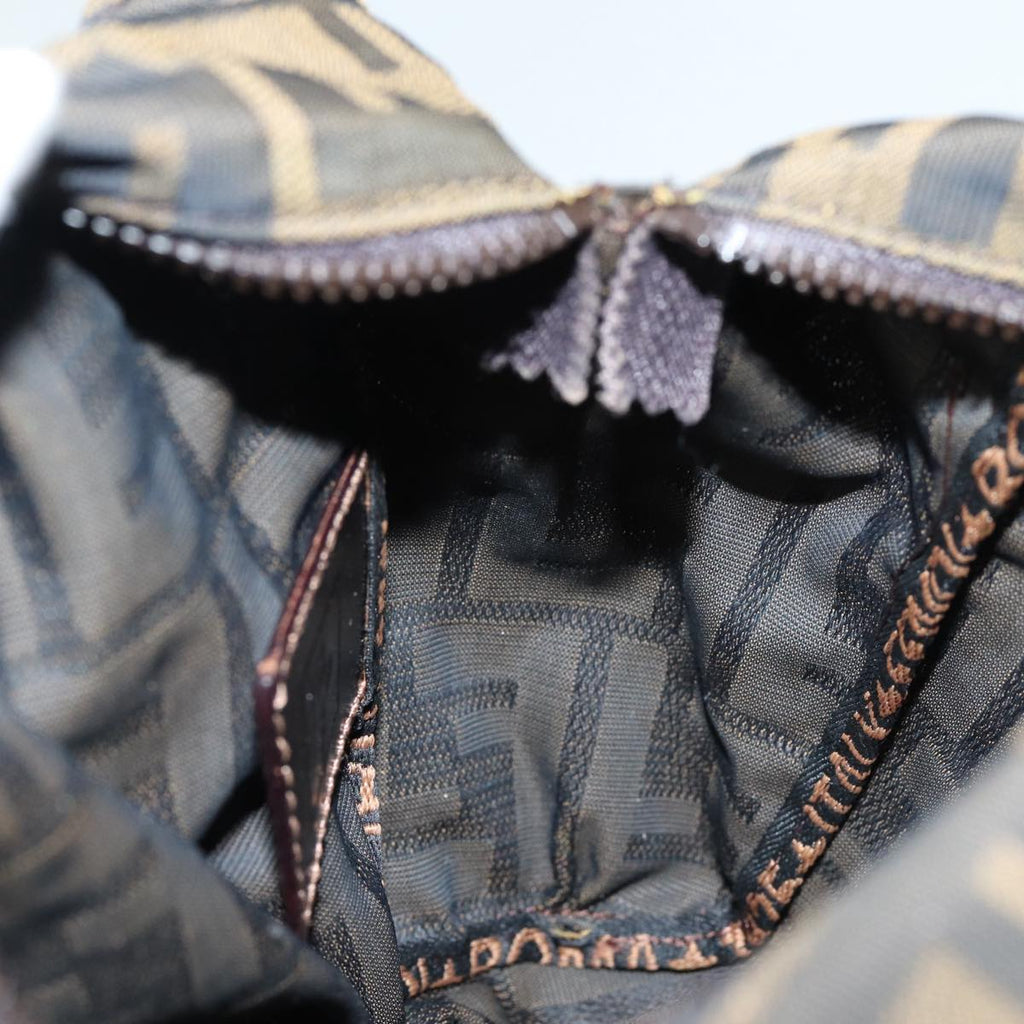 FENDI Zucca Canvas Hand Bag Brown Black Silveram6735