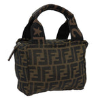 FENDI Zucca Canvas Hand Bag Brown Black Silveram6735
