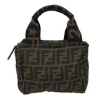 FENDI Zucca Canvas Hand Bag Brown Black Silveram6735
