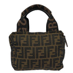 FENDI Zucca Canvas Hand Bag Brown Black Silveram6735