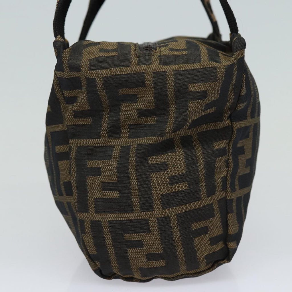 FENDI Zucca Canvas Hand Bag Brown Black Silveram6735