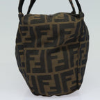 FENDI Zucca Canvas Hand Bag Brown Black Silveram6735