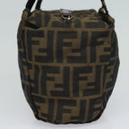 FENDI Zucca Canvas Hand Bag Brown Black Silveram6735