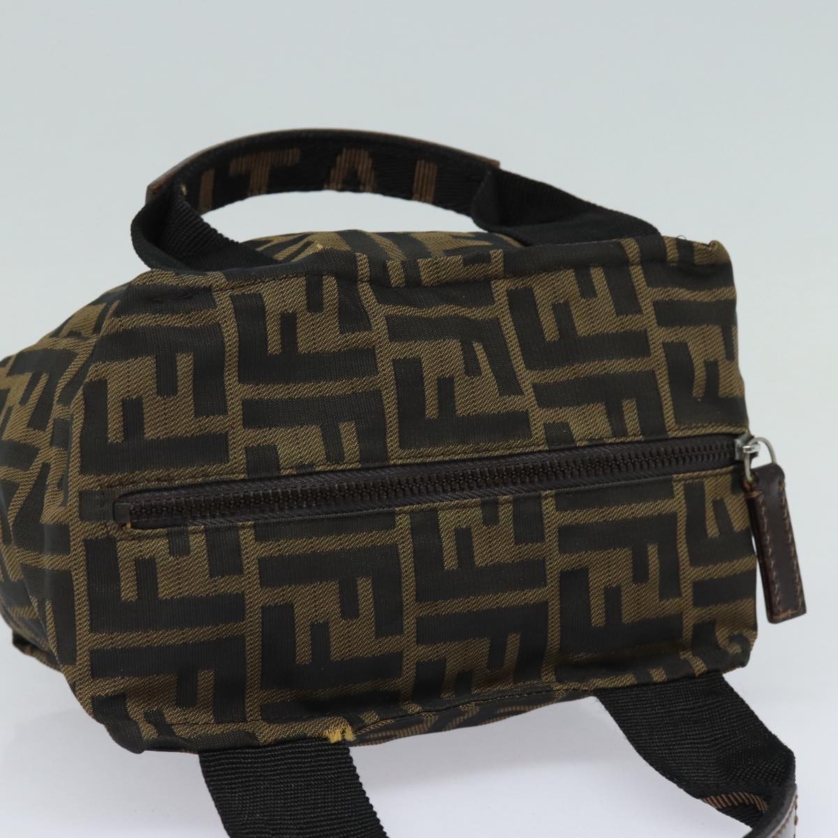 FENDI Zucca Canvas Hand Bag Brown Black Silveram6735