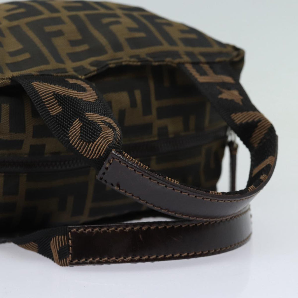 FENDI Zucca Canvas Hand Bag Brown Black Silveram6735