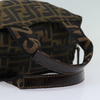 FENDI Zucca Canvas Hand Bag Brown Black Silveram6735