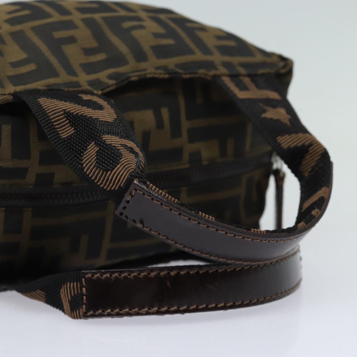 FENDI Zucca Canvas Hand Bag Brown Black Silveram6735