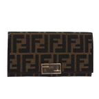 FENDI Zucca Canvas Long Wallet Black Brown Silveram6788