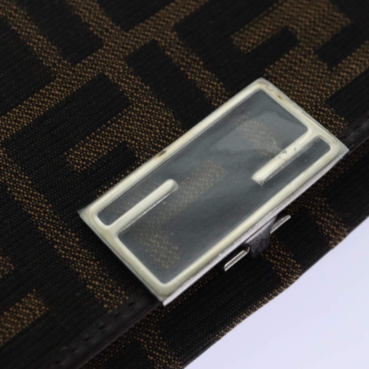 FENDI Zucca Canvas Long Wallet Black Brown Silveram6788