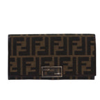 FENDI Zucca Canvas Long Wallet Black Brown Silveram6788