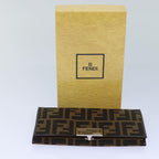 FENDI Zucca Canvas Long Wallet Black Brown Silveram6788