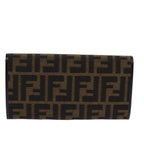FENDI Zucca Canvas Long Wallet Black Brown Silveram6788