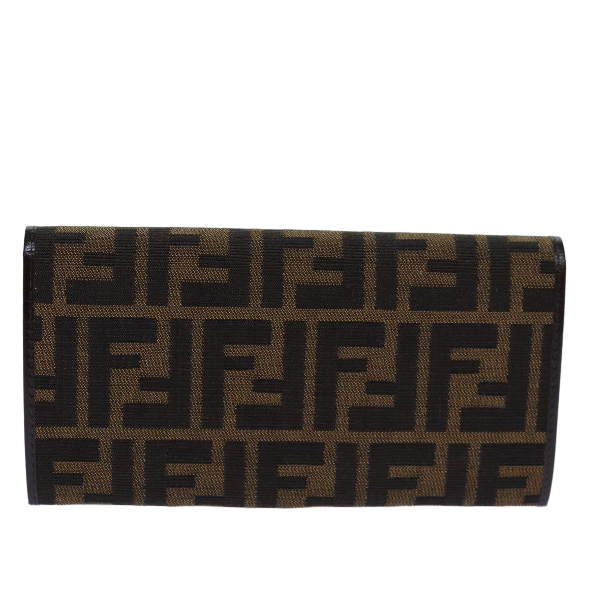 FENDI Zucca Canvas Long Wallet Black Brown Silveram6788