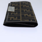 FENDI Zucca Canvas Long Wallet Black Brown Silveram6788