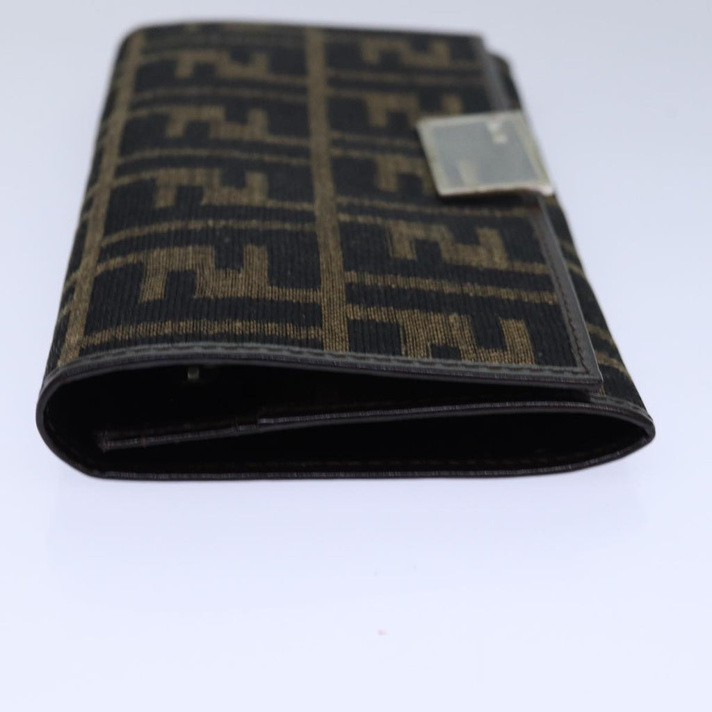 FENDI Zucca Canvas Long Wallet Black Brown Silveram6788
