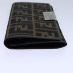FENDI Zucca Canvas Long Wallet Black Brown Silveram6788