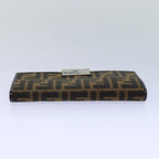 FENDI Zucca Canvas Long Wallet Black Brown Silveram6788