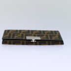 FENDI Zucca Canvas Long Wallet Black Brown Silveram6788