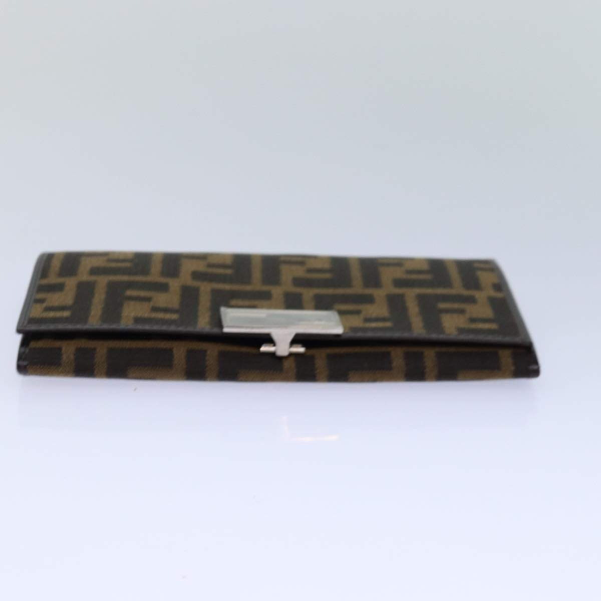 FENDI Zucca Canvas Long Wallet Black Brown Silveram6788