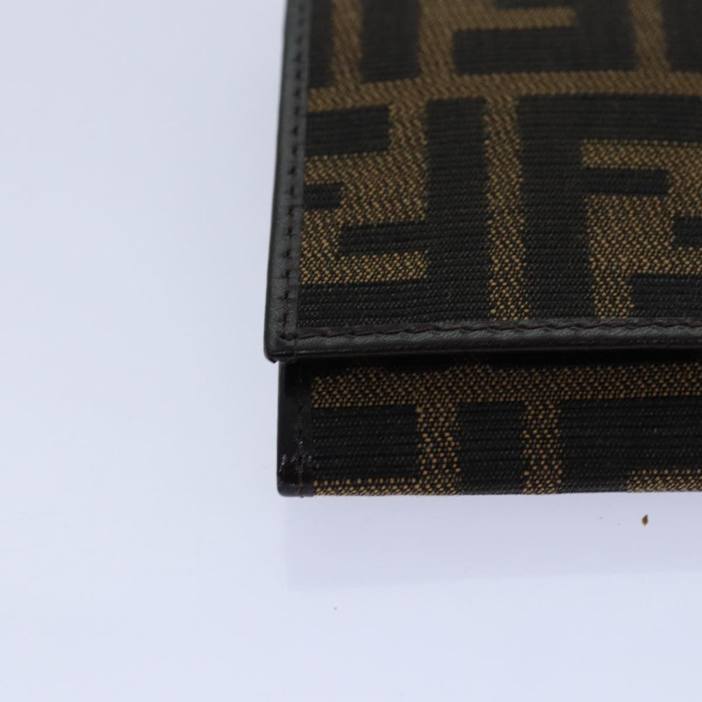 FENDI Zucca Canvas Long Wallet Black Brown Silveram6788