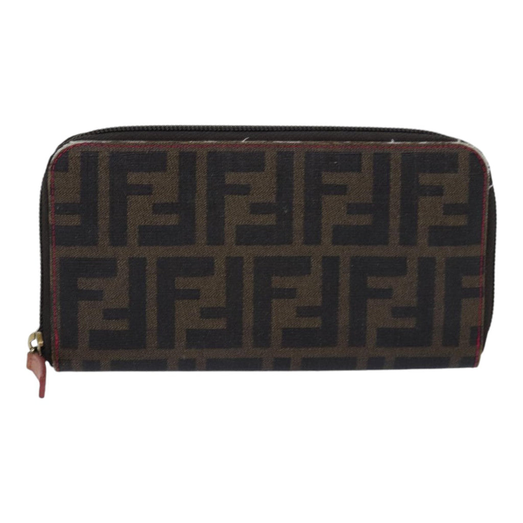 FENDI Zucca Canvas Long Wallet Black Brown goldam6791