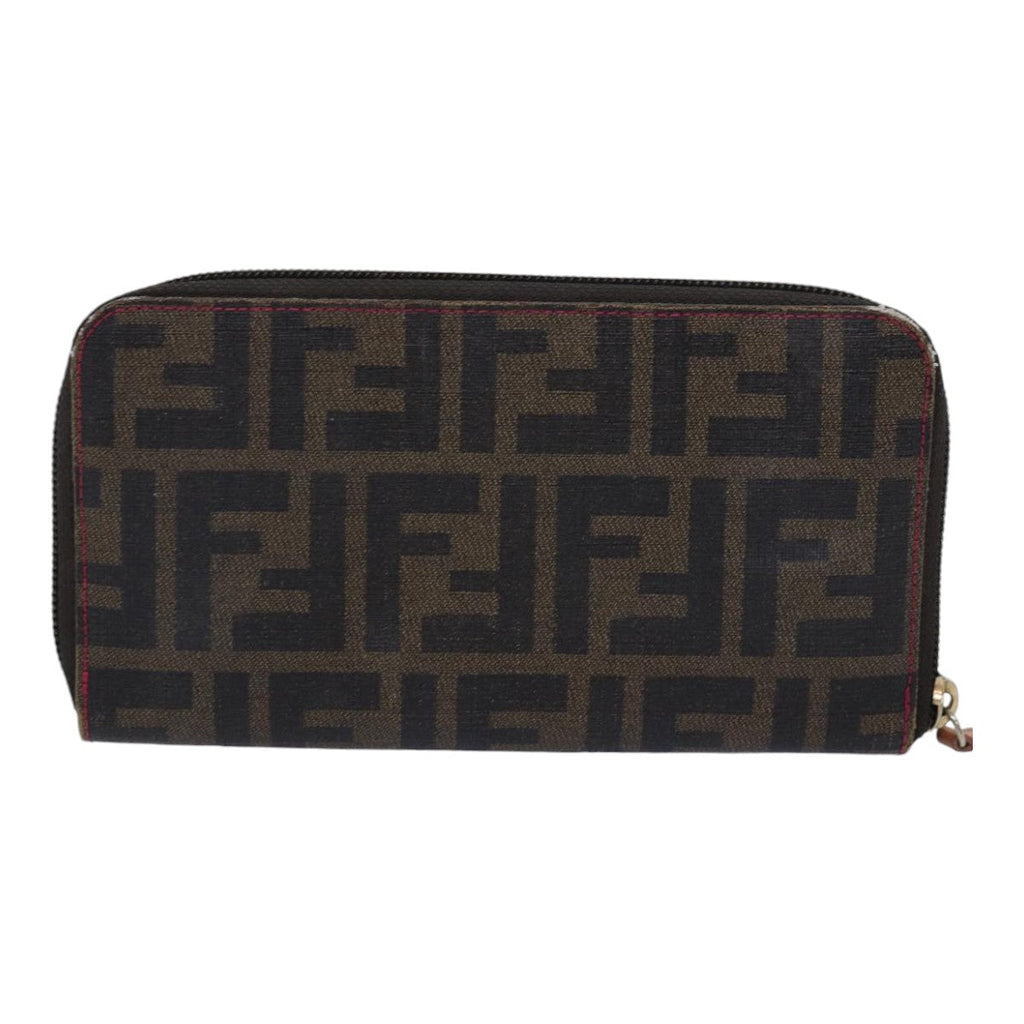 FENDI Zucca Canvas Long Wallet Black Brown goldam6791