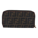 FENDI Zucca Canvas Long Wallet Black Brown goldam6791