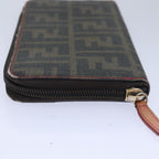 FENDI Zucca Canvas Long Wallet Black Brown goldam6791