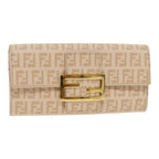 FENDI Zucchino Canvas Wallet Beige Goldam6889