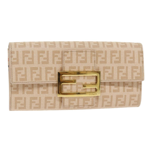 FENDI Zucchino Canvas Wallet Beige Goldam6889