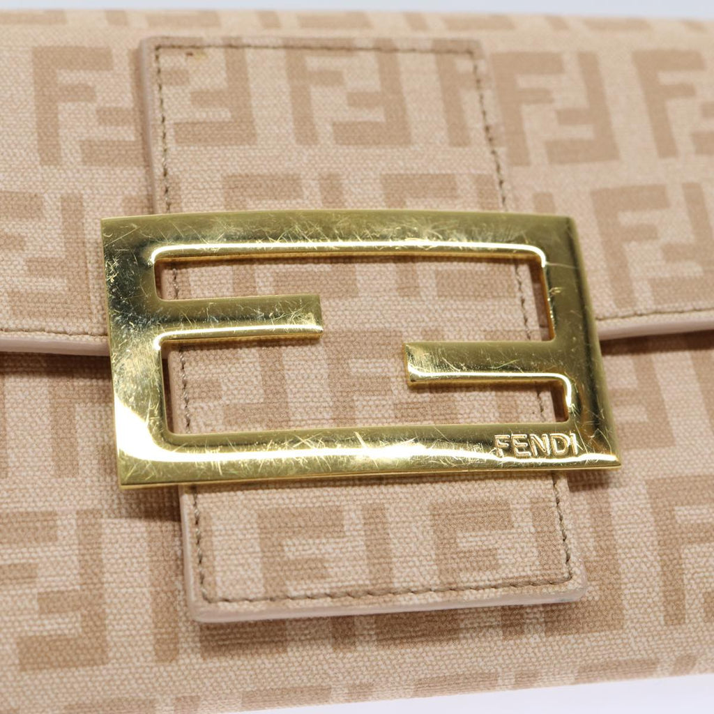 FENDI Zucchino Canvas Wallet Beige Goldam6889